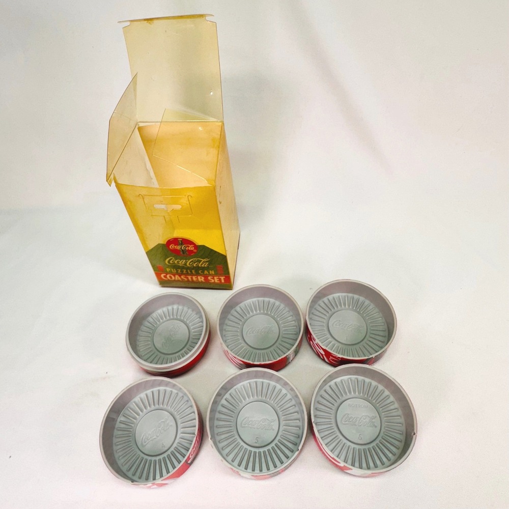 Vintage 1995 Coca-Cola Puzzle Can Coaster Set Stackable 6 Piece Coke Classic Can - Picture 6 of 13